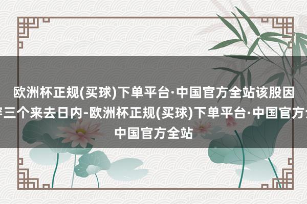 欧洲杯正规(买球)下单平台·中国官方全站该股因贯穿三个来去日内-欧洲杯正规(买球)下单平台·中国官方全站