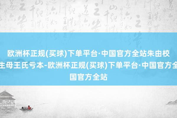 欧洲杯正规(买球)下单平台·中国官方全站朱由校的生母王氏亏本-欧洲杯正规(买球)下单平台·中国官方全站
