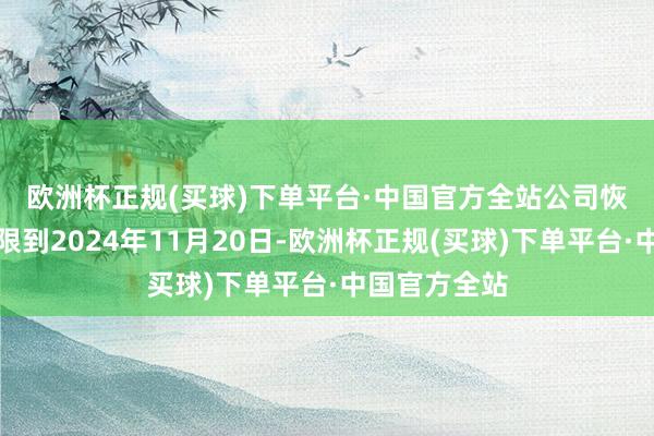 欧洲杯正规(买球)下单平台·中国官方全站　　公司恢复暗意：界限到2024年11月20日-欧洲杯正规(买球)下单平台·中国官方全站